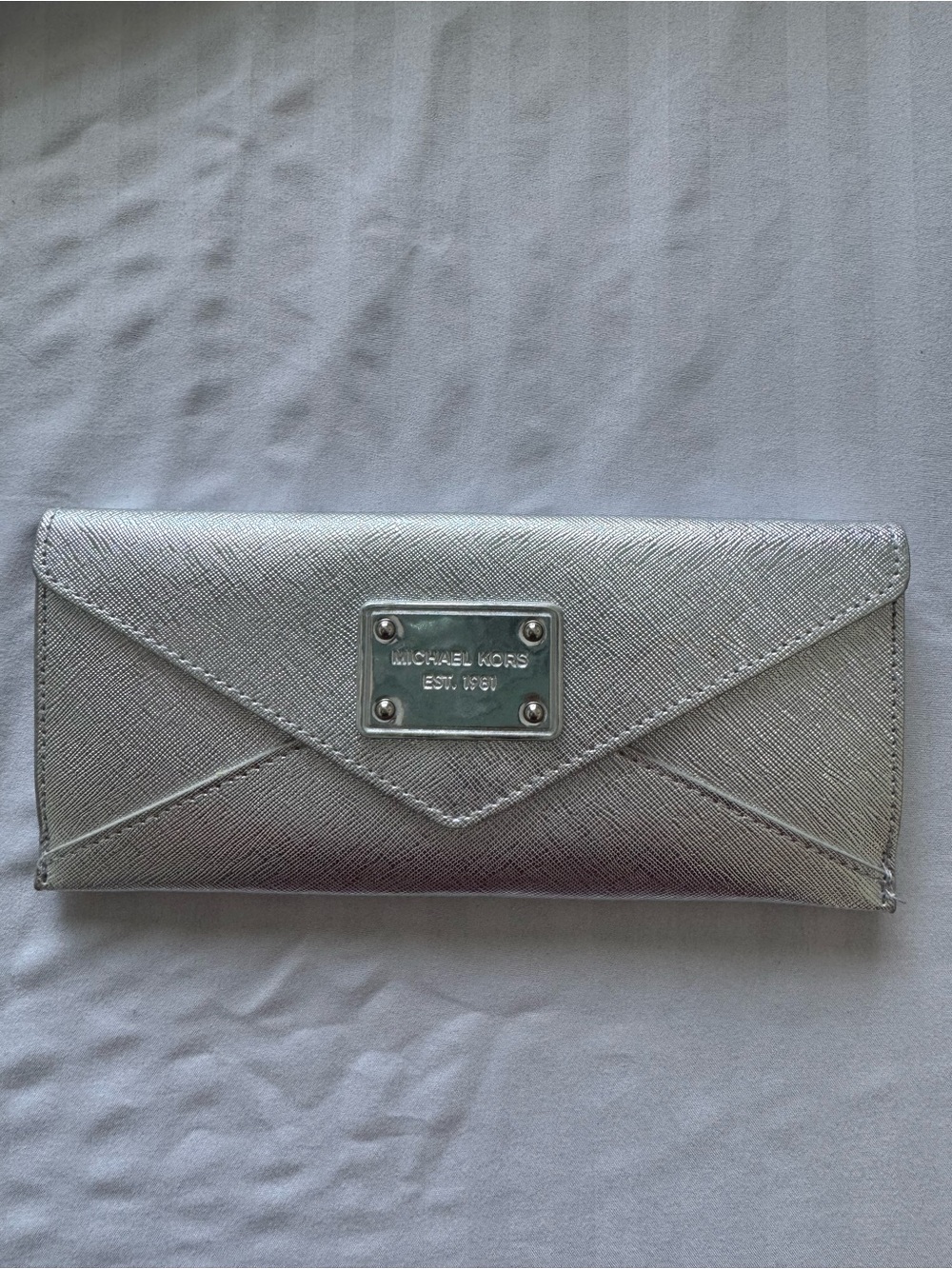 Michael Kors Metallic Silver Envelope Wallet